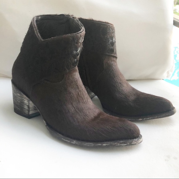 Old Gringo Brown Cow Hair Embroider Ankle Booties - Picture 3 of 9